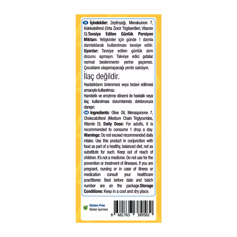One Up D3 + K2 Vitamini 2 x 20 mL Damla